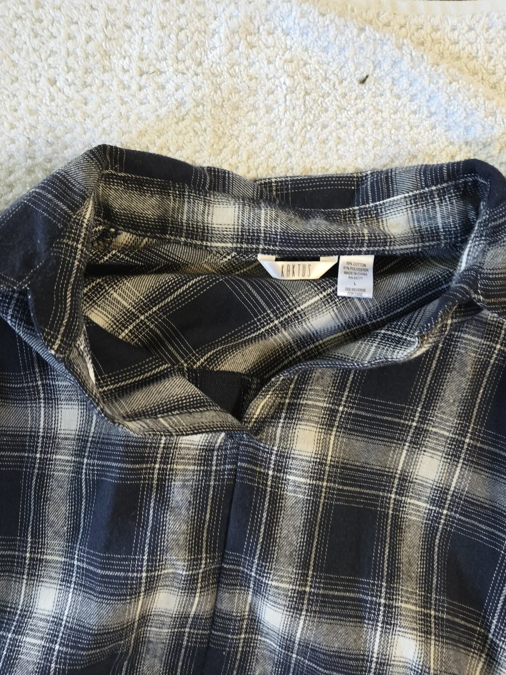 Navy and White Plaid Flannel Dress Size L
